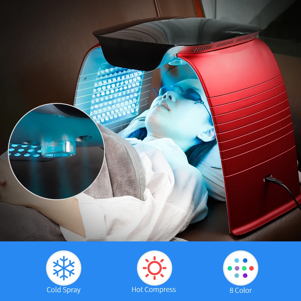 Top configuration LED Light therapy facial care machine with 8 colors